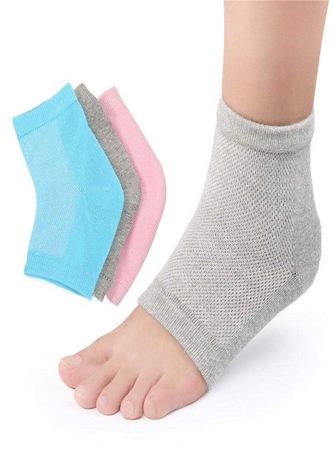 Runee Moisturizing Gel Heel Socks Open Toe For Dry, Hard, Rough, And Cracked Skin - Treatment Care For Softer Heel, 3 Pair - Image 1